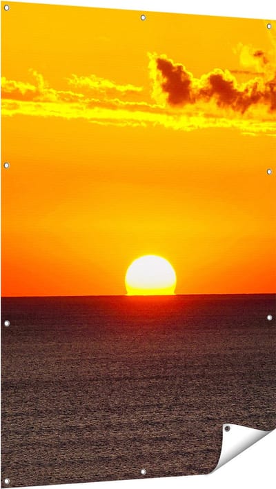 Gards Tuinposter Oranje Zonsondergang in de Oceaan - 100x150 cm - Tuindoek - Tuindecoratie - Wanddecoratie buiten - Tuinschilderij