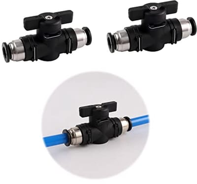 Pneumatische connector voor luchtleidingen 8 mm met handventiel en goede luchtdichtheid