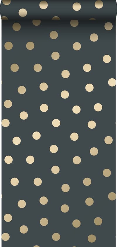 ESTAhome behang stippen vergrijsd blauw en goud - 53 cm x 10.05 m - 139246