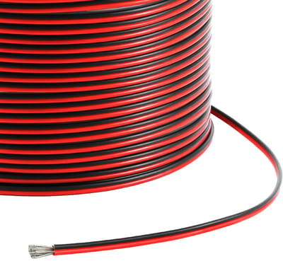 Elektrische draadkabel - Tweelingkabel - Verlichting aansluiten - Vertind koper - 2x30 meter - Zwart/Rood