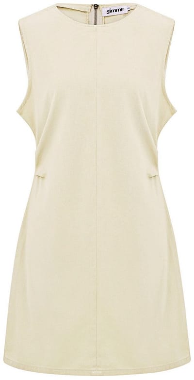 Moderne Katoen Vrouwen Mini Jurk met Bodycon Pasvorm - Gebroken Wit - Maat S