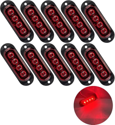 LED zijmarkeringslichten 10 stuks - 12/24V rood - 3000K - vervangingslampen voor aanhanger camper caravan
