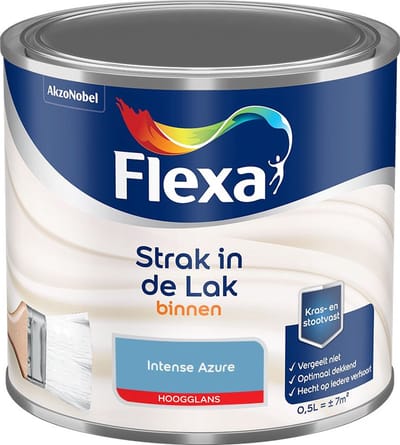 Flexa - Strak In De Lak Binnenlak Hoogglans - Intense Azure - Mengverf - 500 Ml