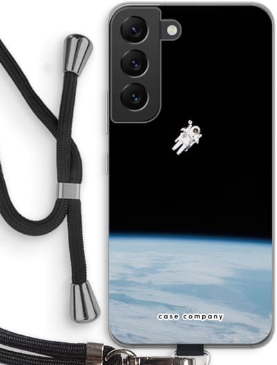 Case Company® - Hoesje met koord geschikt voor Samsung Galaxy S22 hoesje met Koord - Alone in Space - Telefoonhoesje met Zwart Koord - Bescherming aan alle Kanten en Over de Schermrand