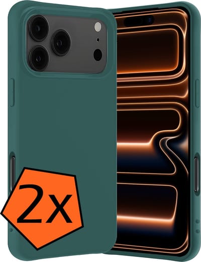 Hoes - 2 Stuks - Geschikt voor Apple iPhone 17 Pro Max / 18 Pro Max - Sterk & Shockproof - Case Siliconen - Back Cover - Telefoon Hoes - Donkergroen