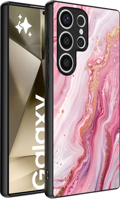 Smartphonica Telefoonhoesje geschikt voor Samsung Galaxy S24 Ultra met marmer opdruk - TPU backcover case marble design - Roze geschikt voor Samsung Galaxy S24 Ultra