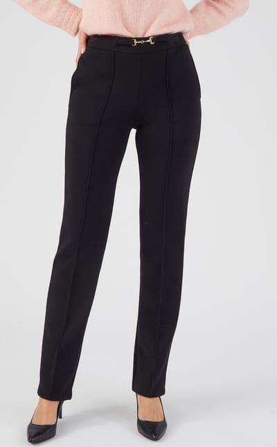 Damart - Pantalon rechte snit gebreid milano Thermolactyl - Dames - Zwart - 52