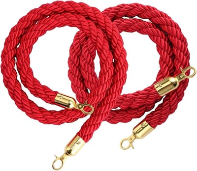 Barrières Touwen - Verkeersregelaars - Wachtrijen Beheren - Gedraaid Nylon - 2 Stuks - Rood