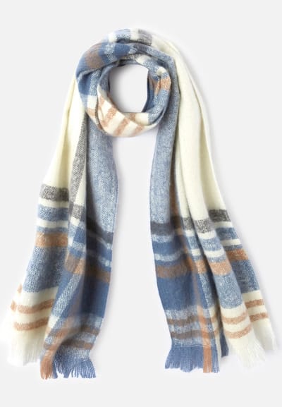 Damart - Geruite sjaal - Dames - Blauw - Eén maat