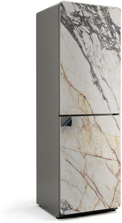 Wallfluent Magnetische Koelkastmat - Elegant marmerpatroon Koelkast Magneet Sticker - 60 cm x 190 cm - Beige Magnetische Koelkastmat - Decoratieve Koelkastfolie - Magnetische Koelkastbekleding - Herbruikbare Magneetmat Koelkast