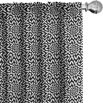 ABAKUHAUS Voorhangen – Geometrisch – 2x75x225 cm – Mikrofaser – Zwart/Wit