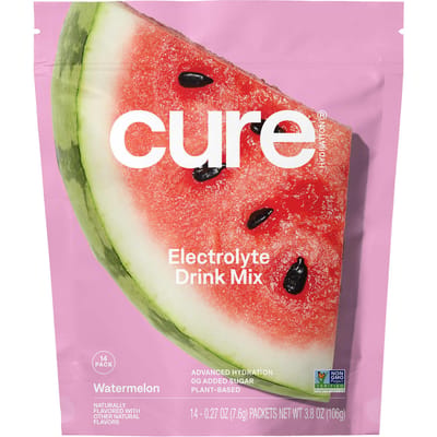 Cure Hydration, Hydraterende Elektrolytenmix, Watermeloen, 14 Zakjes, 0,27 oz (7,6 gram) Elk