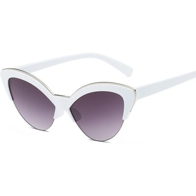 Vintage Witte Cat Eye Zonnebril voor Dames Vintage Nieuwe Mode Kleine Halve Montuur Brillen Trending Reizen Sexy Vrouw Zonnebril picture color