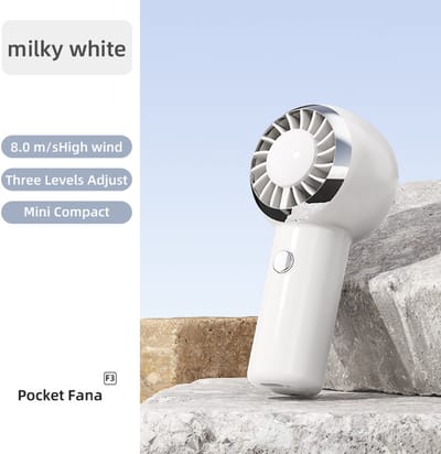 Handventilator, compact en elegant ontwerp, drie windsnelheden, krachtige draagbare miniventilator, ideaal voor buitenactiviteiten en reizen, miniventilator voor in je zak.
