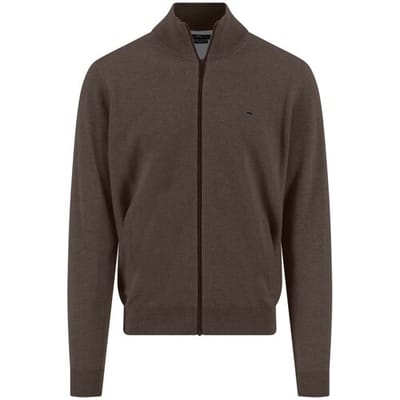 Fynch-Hatton Vest Cardigan Zip Lambswool Dark Chocolate / male