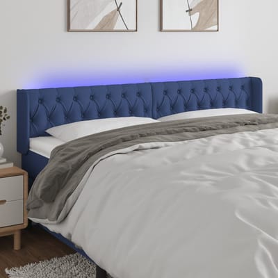 vidaXL - Hoofdbord - LED - 203x16x78/88 - cm - stof - blauw