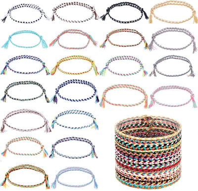 Dailygoods- Vriendschapsarmbanden 22 stuks - Geweven Katoen - Verstelbaar - Boho Armbanden - Handgemaakt - Kleurrijk en Duurzaam