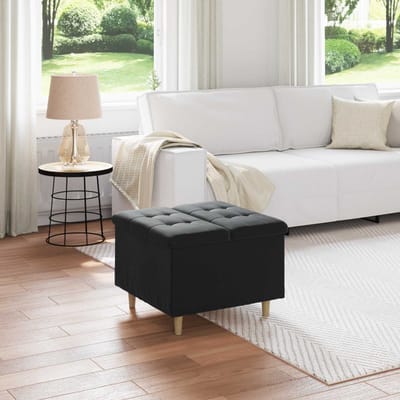 vidaXL - Ottoman - met - opslag - Zwart - 60 - x - 60 - x - 45 - cm - Fluweel