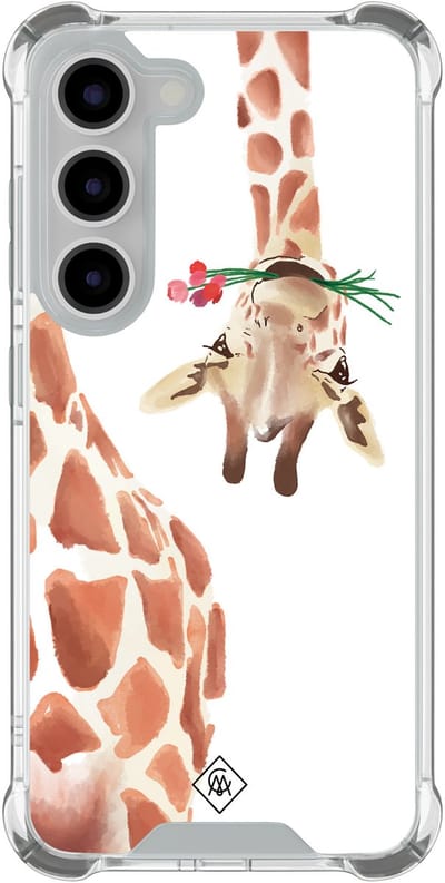 Casimoda® hoesje - Geschikt voor Samsung Galaxy S23 - Giraffe - Shockproof case - Extra sterk - TPU/polycarbonaat - Bruin/beige, Transparant