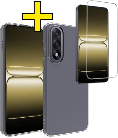 Hoesje - Met Screenprotector - Geschikt voor OnePlus Nord 5 - Sterk & Shockproof - Back Cover - Siliconen Case - Telefoon Hoes - Telefoonhoesjes - Transparant