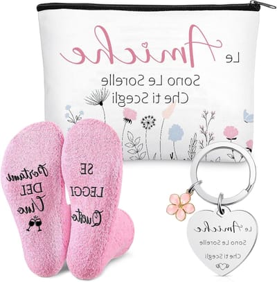 Cadeauset voor Vrienden en Zussen met Make-up Tas, Sokken en Sleutelhanger - Vriendschapscadeau voor Kerst en Verjaardag