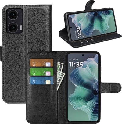 MobyDefend Hoesje - Geschikt voor Motorola Moto G35 - Kunstleren Wallet Book Case (Sluiting Voorkant) - Zwart