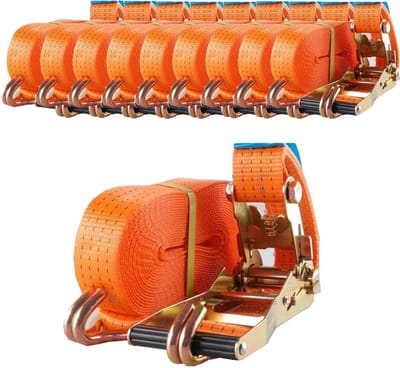 10x Ratelspanband 10m 4t 4000kg 4to TÜV/GS ORANJE 2 stuks.