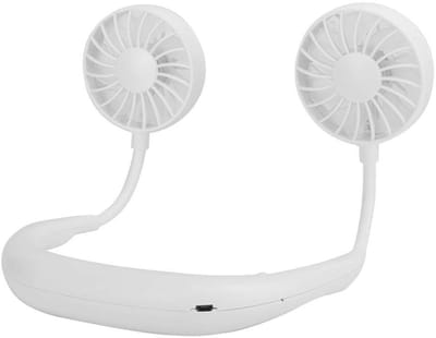 Allecto - Draagbare nekventilator - Handsfree ventilator - Lange batterijduur - Wit - Persoonlijke ventilator - Ideaal voor thuis en onderweg