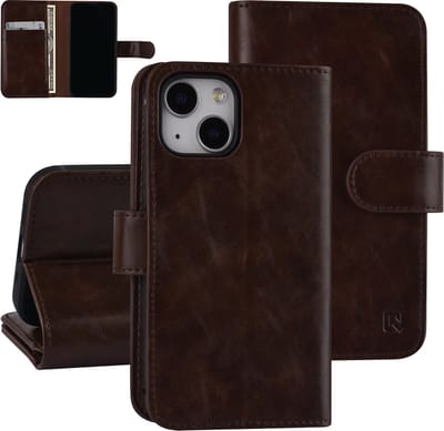 UNIQ Accessory Premium Pu Leather Book Case Telefoonhoesje voor Apple iPhone 13 Mini - Bescherm je Telefoon met Kleur Bruin.