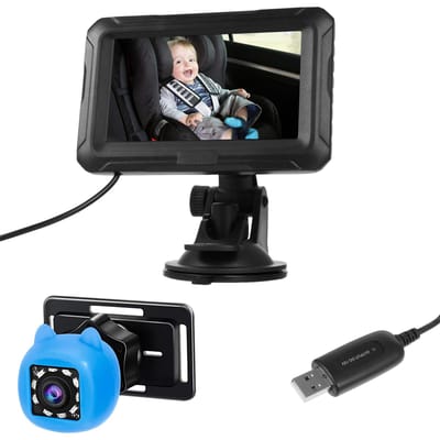 Baby Autospiegel met Camera Baby Monitor 1080P 4,3 Inch HD Beeldscherm Nachtfunctie 150 graden Kijkhoek voor Baby Kinderen
