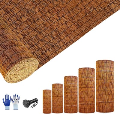 Rietmat Tuinscherm - Balkonscherm Inkijk - Terras Afschermen - Natuurlijk Materiaal - 180x600cm - Bruin