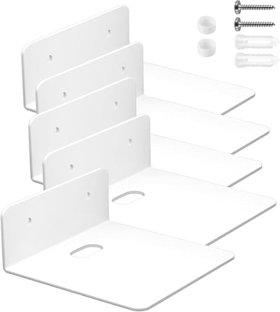 Set van 5 Kleine Witte Metalen Zwevende Planken (14 cm Diepte) - Wandplank voor Slaapkamer en Woonkamer, Decoratieve Opbergruimte en Mini Plank