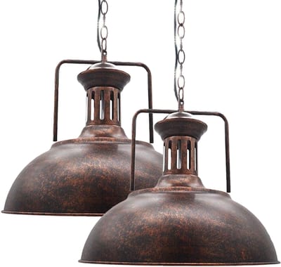2 Stuks Hanglamp Slaapkamer Industriële E27 Kroonluchter Woonkamer Plafondlamp Roest