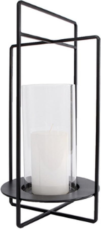Windlicht Modern Zwart Metaal 29 cm