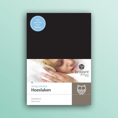 Briljant Jersey hoeslaken 180x210/220 Zwart