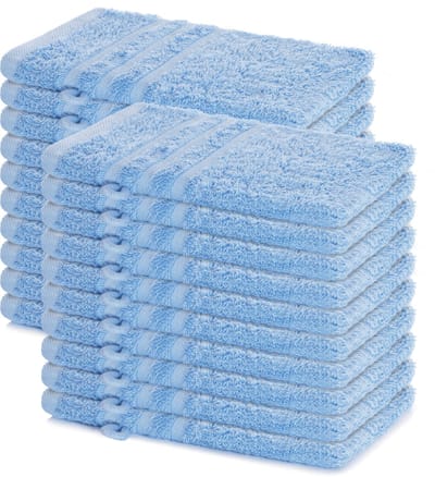 Lavea® Set van 20 washandjes 15x21 cm – 100% katoen – Zacht en absorberend – Ideaál als washandje, gastendoekje of handdoek voor dagelijks gebruik – Dolfijnblauw
