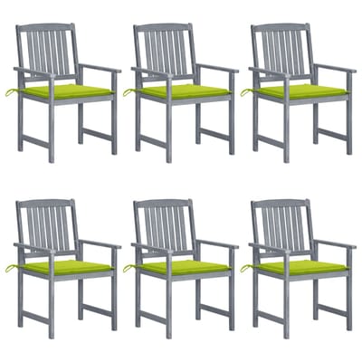 vidaXL - Tuinstoelen - 6 - st - met - kussens - massief - acaciahout - grijs