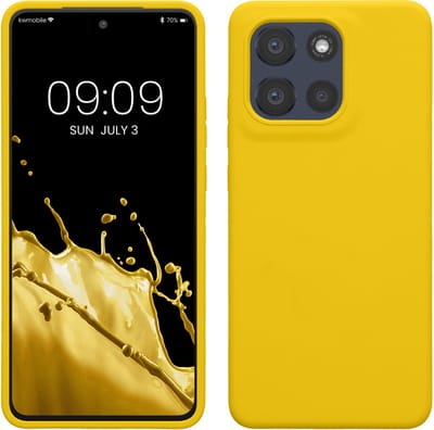 kwmobile telefoonhoesje geschikt voor Motorola Moto G86 Power 5G - Hoesje met siliconen coating - Smartphone case in stralend geel