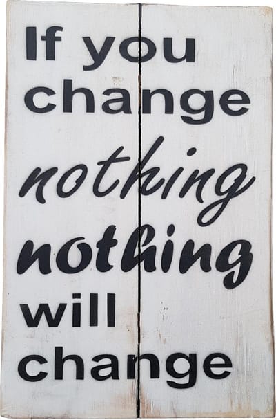 Houten tekstbord “Change”