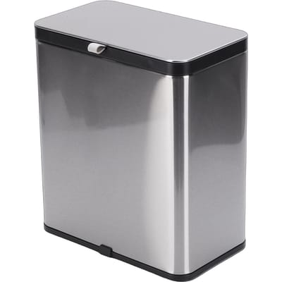 8 Liter Roestvrijstalen Afvalbak, Afvalbak met Schuifdeksel en Binnenemmer, Afvalbak voor Badkamer, gray