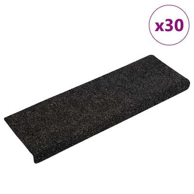 vidaXL - Trapmatten - Zelfklevend - 30 - stuks - 65x21x4 - cm - Zwart - Rechthoekige - Rand