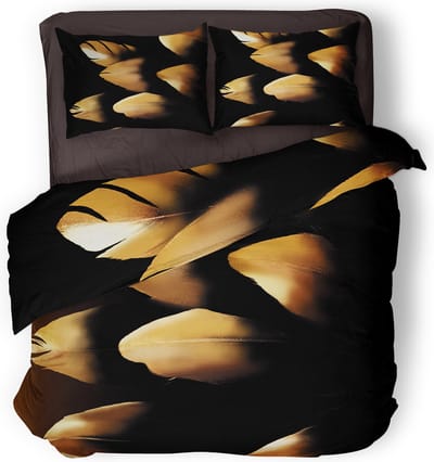 Eleganzzz Dekbedovertrek Elegant Feather - zwart - Dekbedovertrek 200x200/220cm - Micropercal -Tweepersoons - Dekbedovertrekken - Veren Dekbedovertrek