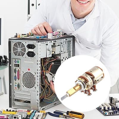 Roterende Potentiometer - Dubbele As Regelaar - Precisie Aanpassing - Met Schakelaar - 30mm Schacht - Metaal