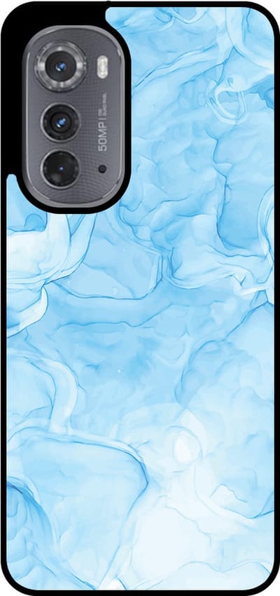 Smartphonica Telefoonhoesje Geschikt voor Motorola Edge 2022 met marmer opdruk - TPU backcover case marble design - Lichtblauw geschikt voor Motorola Edge 2022