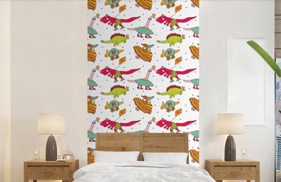 Behang - Fotobehang Patronen - Dino - Kleuren - Jongens - Kinderen - Kids - Kind - Breedte 120 cm x hoogte 240 cm