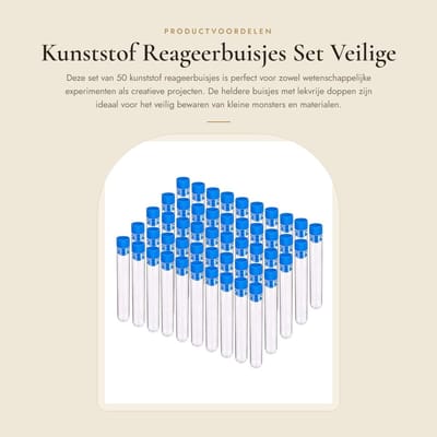 Dailygoods- Reageerbuisjes 10 ml - 50 Stuks - Kunststof - Drukdop - Lekvrij - Herbruikbaar - Ideaal voor wetenschappelijke experimenten - Monsterbuizen