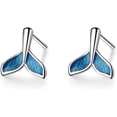 Boucles d'oreilles à tige en argent sterling 925, design unique, en forme de queue de sirène, hypoallergéniques, bijoux fins gray