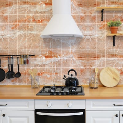 Zelfklevende muurtegelstickers voor keuken en badkamer - 60 Santander marmer cementtegelstickers - 60 stickers 20x20cm