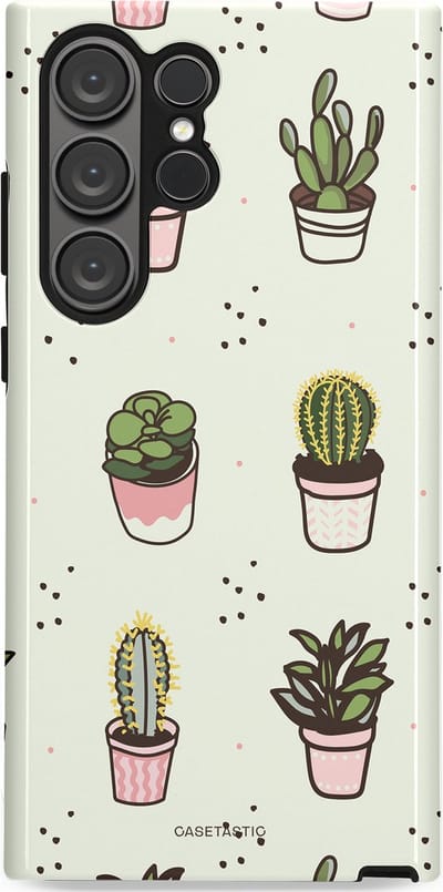 Casetastic Hoesje Geschikt voor Samsung S23 Ultra - Stijlvolle Beschermende Duo-layer Case - Familie Cactus