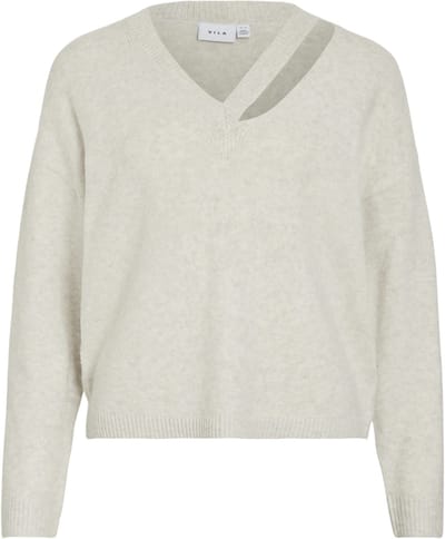 Vila Trui Vilovira V-neck L/s Slit Detail Kni 14112378 Super Light Natural Melange Dames Maat - M